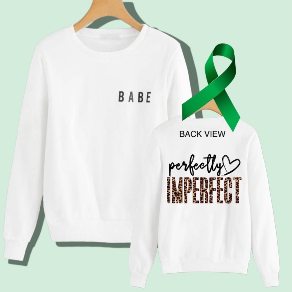 Perfectly Imperfect “babe” mental health graphic crewneck sweatshirt size medium
